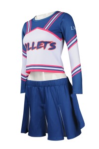 CH163 design cheerleading wear  supply cheerleading wear  homemade cheerleading wear  long-sleeved waist-revealing  navel revealing  pleated skirt  women's style  cheerleading wear manufacturer  youth cheer uniforms  glee uniform  gladiator cheer skirt  g